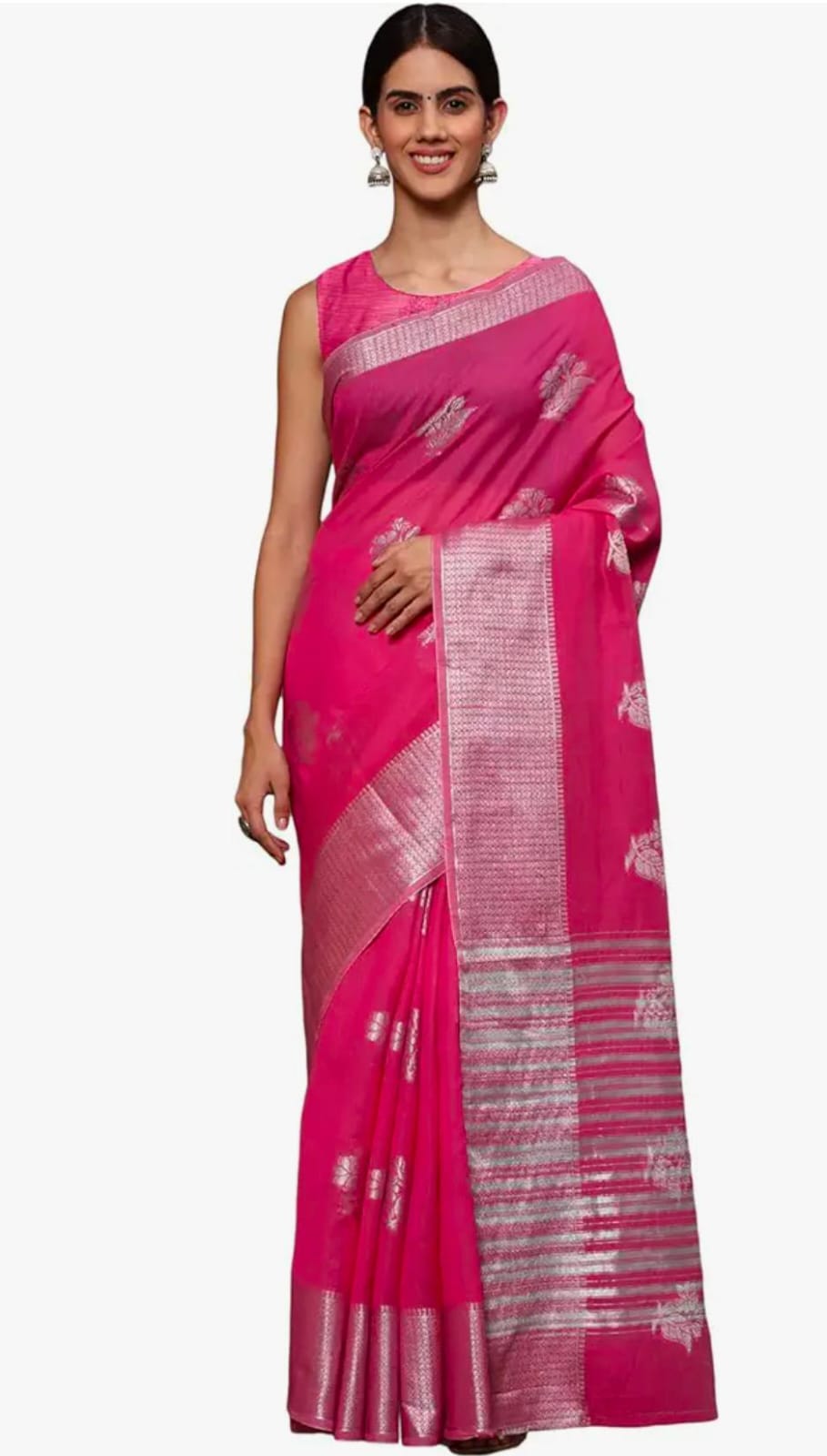 Pink Pure Handloom Silk Saree From Banaras