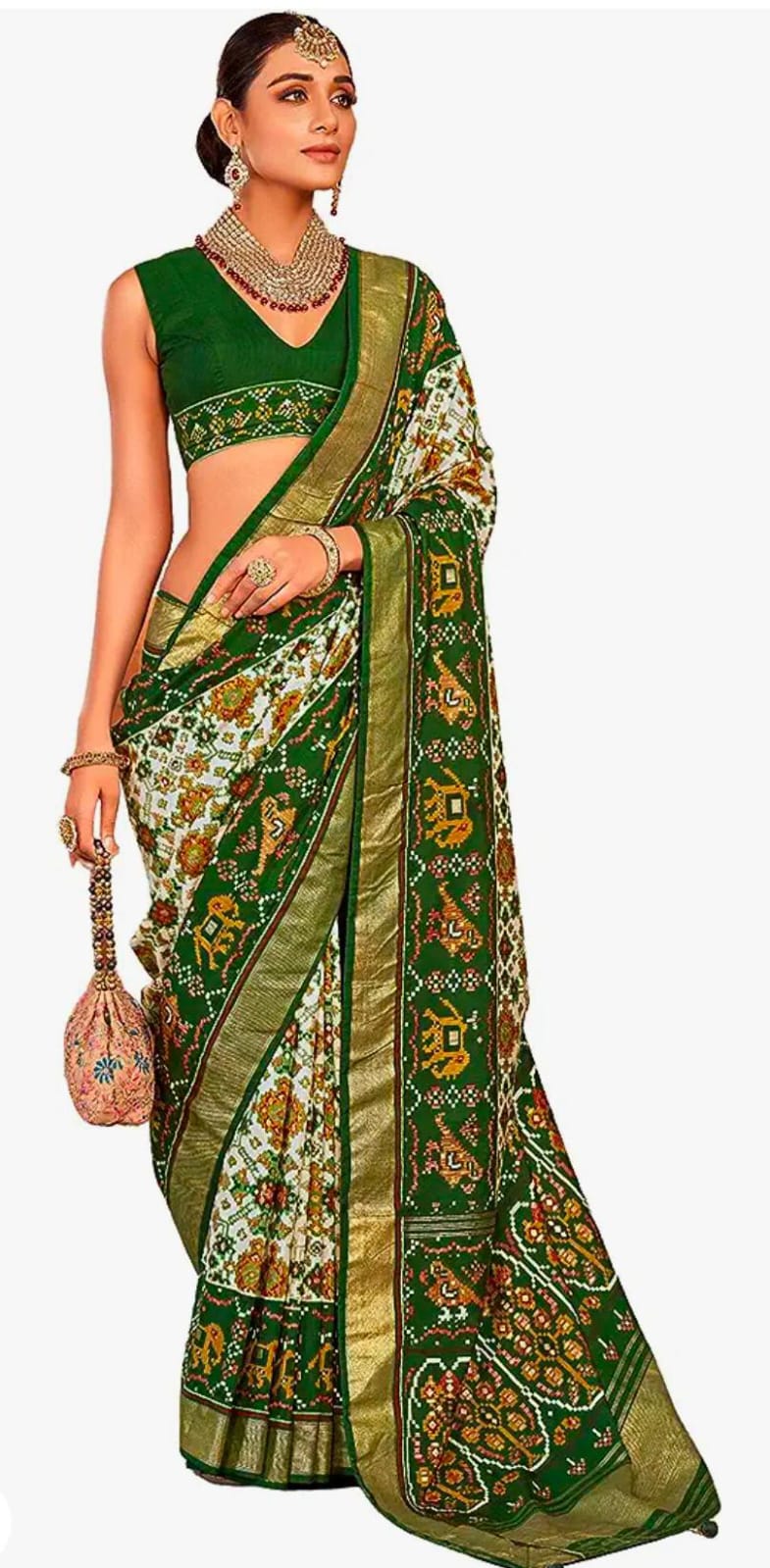 Green Pure Handloom Gadwal Cotton Saree From Banaras