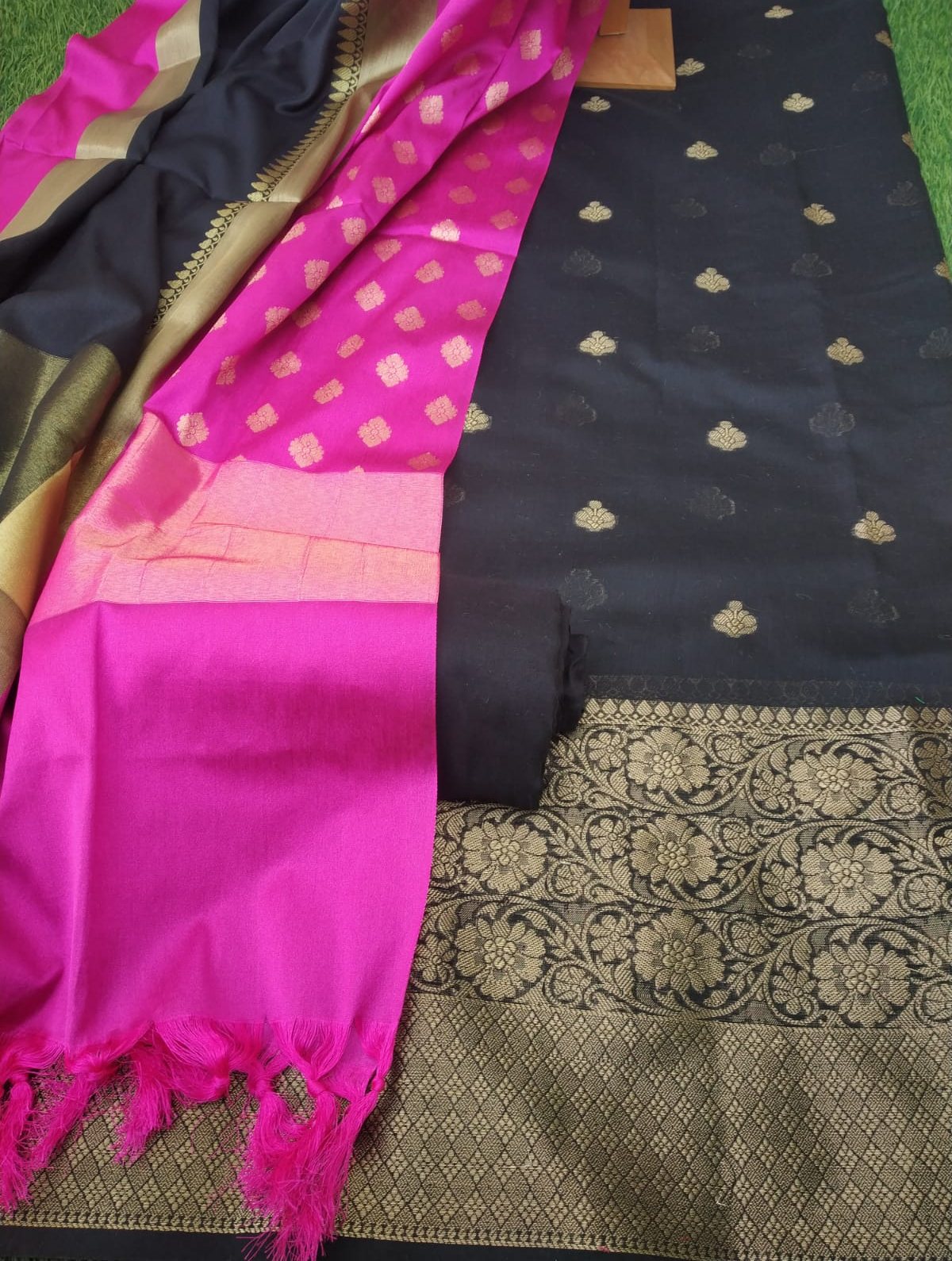 black and pink dress material