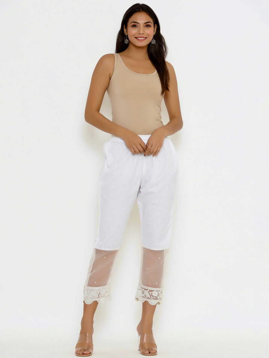 Buy Best White organza cutwork pant | Western Wear online at