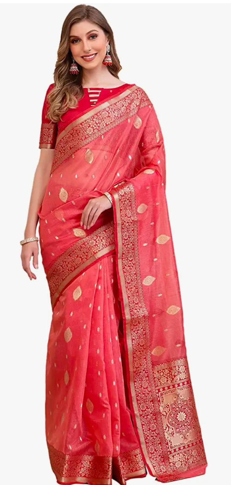 Pink Pure Handloom Silk Saree From Banaras